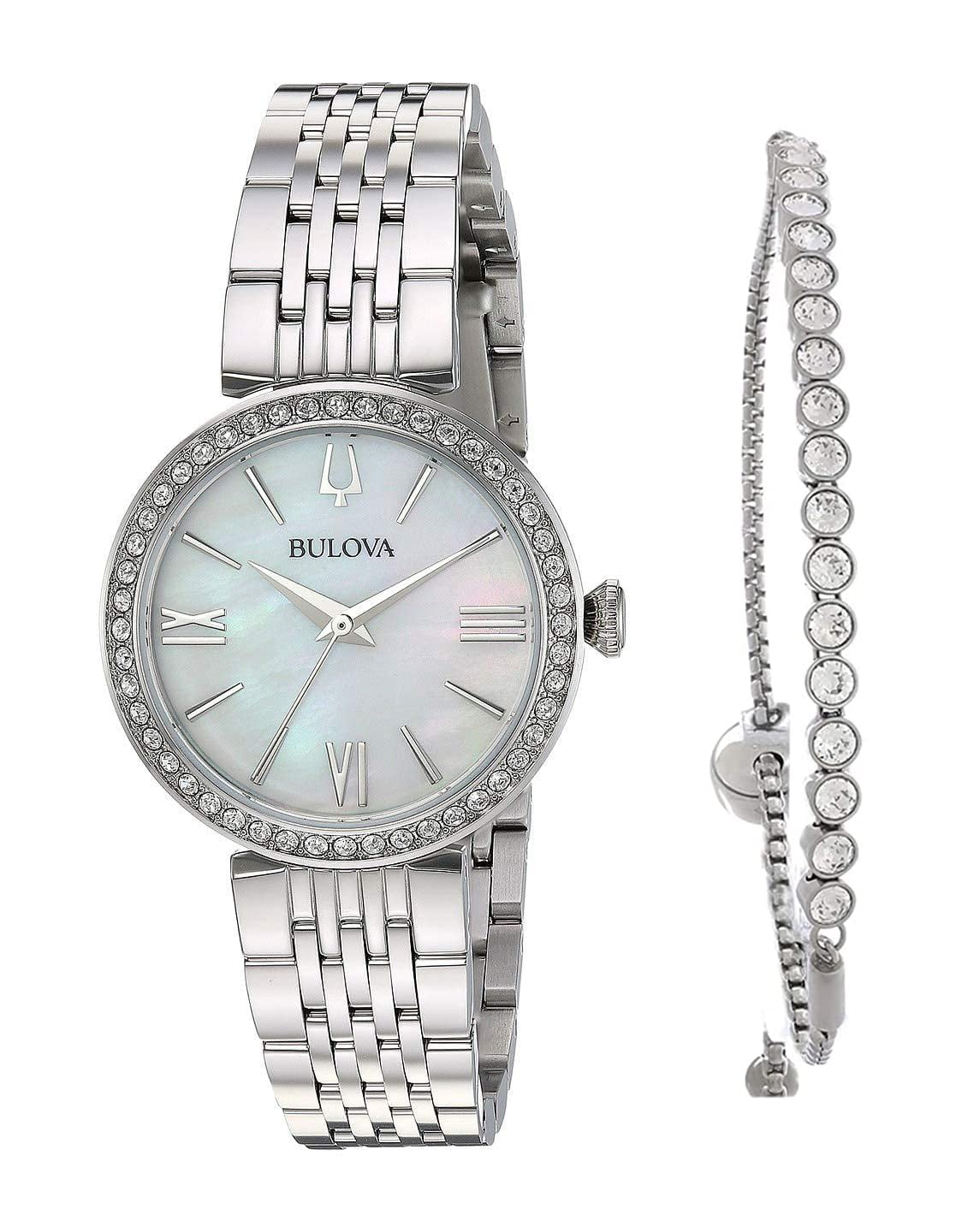 Amazon.com: Bulova Ladies' Classic Diamond 3-Hand Quartz Stainless Steel  Watch, 16 Diamonds, Mother-of-Pearl Dial, Curved Mineral Crystal, Silver  Tone : Clothing, Shoes & Jewelry
